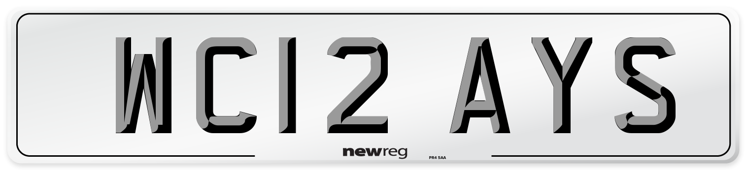 WC12 AYS Number Plate from New Reg